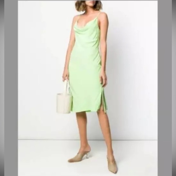 Staud convertible ruched mini neon green dress - Picture 2 of 6